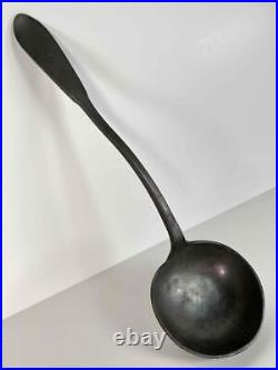 Large Antique 18thC French Pewter 14.5 Ladle Serving Spoon Signed DeJulien