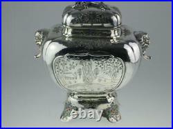 Large Antique 19th Century Japanese Solid Silver Enamel Koro Circa 1880 Signed