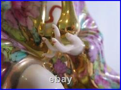 Large Antique Chinese Hand Painted Porcelain Guanyin Statue Figure Signed