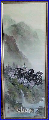 Large Antique Chinese painting on silk artist signed, 44 inches