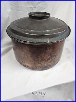 Large Antique Copper Cooking Pot Steam Pot Dome Lid Signed