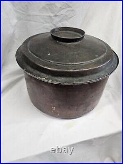 Large Antique Copper Cooking Pot Steam Pot Dome Lid Signed