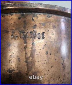 Large Antique Copper Cooking Pot Steam Pot Dome Lid Signed