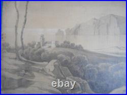 Large Antique Drawing Isle Of Capri Italy Signed & Dateted 1889