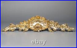 Large Antique French Gilded Bronze Furniture Pediment Decoration Shell Signed