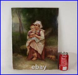 Large Antique French Hand Painted Porcelain Plaque Signed Hewitt not KPM