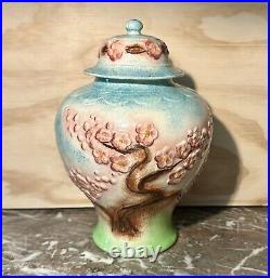 Large Antique Hand Painted & Signed Cherry Blossom Ginger Jar