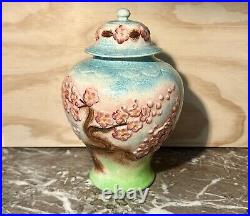 Large Antique Hand Painted & Signed Cherry Blossom Ginger Jar