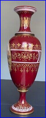 Large Antique Handpainted Royal Vienna Three Graces Cabinet Vase. Artist Signed