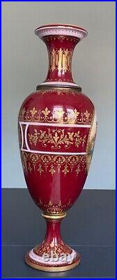 Large Antique Handpainted Royal Vienna Three Graces Cabinet Vase. Artist Signed