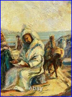 Large Antique Jesus Painting Jerusalem Israel Religious Oil Signed H SCHROEDER