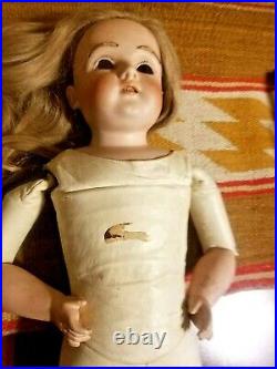 Large Antique Kestner 195 Bisque Head Doll 27 Sexy Leather Body Signed G Rare
