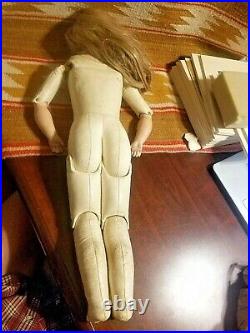 Large Antique Kestner 195 Bisque Head Doll 27 Sexy Leather Body Signed G Rare