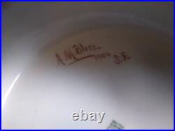 Large Antique Limoges Porcelain Handpainted Punch Fruit Bowl Signed A. M. Bliss