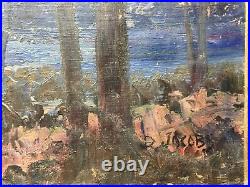 Large Antique Oil Impressionism painting Moonlight Seascape JACOBS (1887-1967)