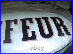 Large Antique Outdoor Hanging Porcelain on Metal FRENCH Hair SALON STGN COIFFEUR