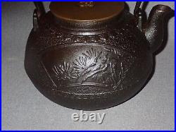 Large Antique RYUBUNDO Tetsubin Signed Bronze Lid Cast Iron Teapot Water Kettle