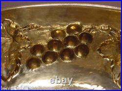 Large Antique Repousse Silver Plated Gilt Signed Bowl