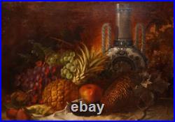 Large Antique Signed Oil Painting Fruit Pheasant George Lance 1802 -1864