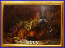 Large Antique Signed Oil Painting Fruit Pheasant George Lance 1802 -1864
