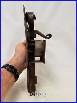 Large Antique Signed W. S. M. Wrought Iron Spring Lock