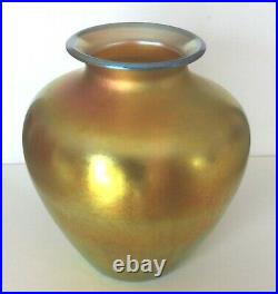 Large Antique Steuben Gold Aurene Vase-Carder Art Glass-Signed-10 3/4-1930s