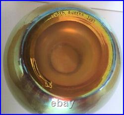 Large Antique Steuben Gold Aurene Vase-Carder Art Glass-Signed-10 3/4-1930s
