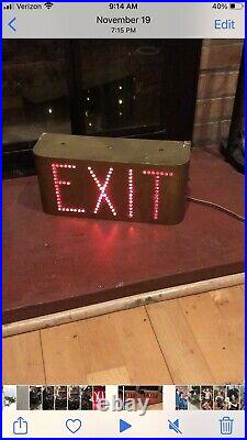 Large Antique Theater EXIT Sign Art Deco Era Chicago Electric Glass Bead 4 avail