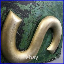 Large Antique Toleware Hovis Sign Green With Gilt Lettering