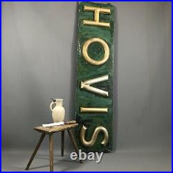 Large Antique Toleware Hovis Sign Green With Gilt Lettering