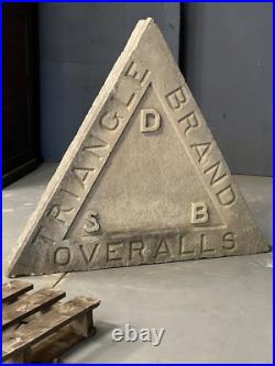 Large Antique Trade Sign, Triangle Brand Overalls, Antique Stone Factory Sign