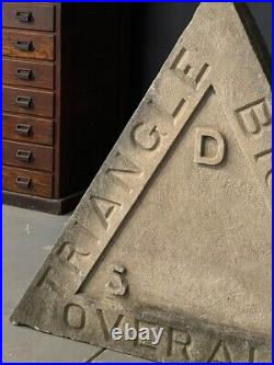 Large Antique Trade Sign, Triangle Brand Overalls, Antique Stone Factory Sign