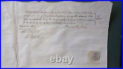 Large Antique UK Indenture Vellum Contract Wax Cypher Seals Signed Stamped 1840