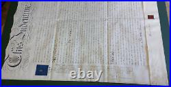 Large Antique UK Indenture Vellum Contract Wax Cypher Seals Signed Stamped 1840