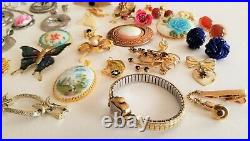 Large Antique Vintage Jewelry Lot, Designer Signed, Sterling, Porcelain and More