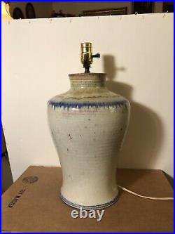 Large Antique Vintage Lamped Artist Potter Maker Signed Art Pottery Vase Jar