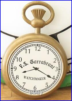 Large Antique Watchmaker Pocket Watch Metal Trade Shop Sign