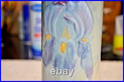 Large Antique Weller Signed Art Pottery Etna Tall Vase with IRIS Decoration 10.5