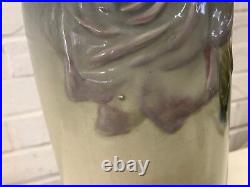 Large Antique Weller Signed Art Pottery Etna Tall Vase with Roses Decoration 13.8