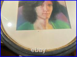 Large Antique Wynes Female Portrait Scene Pastel Painting Signed And Framed