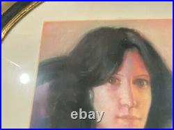Large Antique Wynes Female Portrait Scene Pastel Painting Signed And Framed