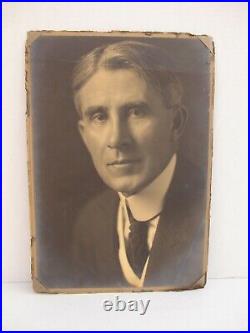 Large Antique ZANE GREY Photograph Signed From Estate Fire Remnant