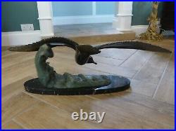 Large Art Deco Seagull in Flight, Signed M. Leducq, Listed French Artist, 1920s