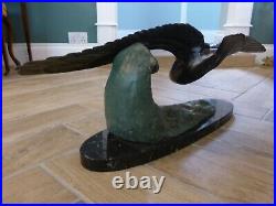 Large Art Deco Seagull in Flight, Signed M. Leducq, Listed French Artist, 1920s