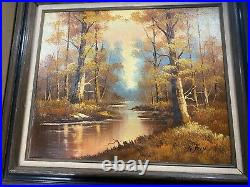 Large Austin Forest Landscape In Autumn Scene Oil Painting Signed/Framed