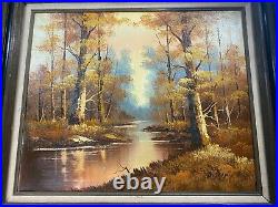 Large Austin Forest Landscape In Autumn Scene Oil Painting Signed/Framed