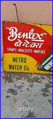 Large Bentex Watchs Porcelain Enamel Sign Board Size 72x36 Inches Single Side