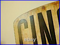 Large CINEMA Sign Vintage Painted Antique style Movie TV room Wooden