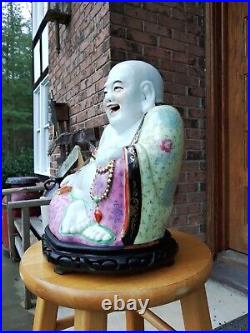 Large Chinese Famille Rose Laughing Buddha Porcelain