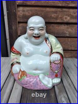 Large Chinese Famille Rose Laughing Buddha Porcelain